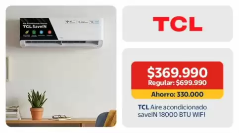 Catálogo Lider Página 2: Tcl - aire acondicionado saveln 18000 btu wifi €369.990,00