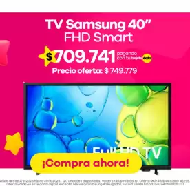 Catálogo Éxito Página 19: Samsung tv 40 fhd smart €709.741,00
