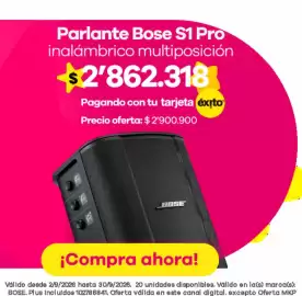Catálogo Éxito Página 20: Bose parlante S1 Pro inalámbrico multiposición €2.862.318,00