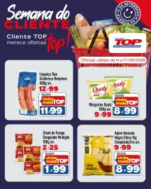 Encarte Rede Top Página 3: Steak de frango congelado perdigão €1,99, Aipim amarelo €8,99