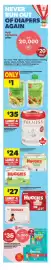 Real Canadian Superstore flyer week 38 Page 3: PC Organics baby food pouches €1,00, Huggies diapers €27,00