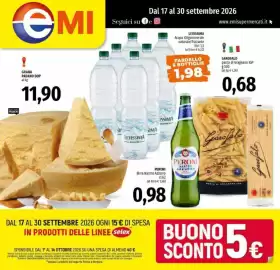 Volantino Emi Supermercati Pagina 1: Grana Padano DOP €11,90, Levissima Acqua Oligominerale naturale/frizzante €1,98