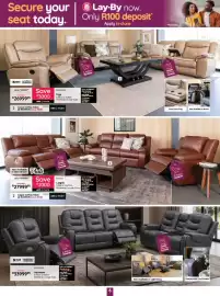 Bradlows catalogue Page 6: Lagos Coffee Table €249.995,00, Lagos 3 Piece 3 Action Reclining Lounge Suite €2.799.995,00