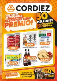 Folleto Cordiez Página 1: Cerveza 361 lager envase €1.789,00, Cartabella rollo de cocina daily €1.599,00