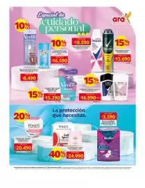 Catálogo Ara Página 16: Nosotras toallas higiénicas buenas noches €3.590,00, Rexona clinical €16.890,00