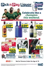 Pick n Pay catalogue Page 1: Grant's - triple wood blended scotch whisky €239,99, Castle - lager €150,00