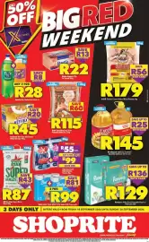 Shoprite catalogue Page 1: Aunt Caroline Long Grain Parboiled White Rice €115,00, Omo Supersoak Hand Washing Powder €99,00