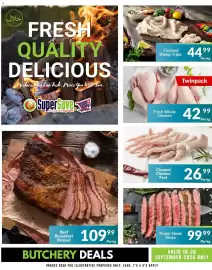 Super Save catalogue Page 2: Fresh Whole Chicken €42,99, Cleaned Chicken Feet €26,99