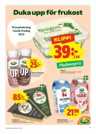 Stora Coop reklamblad vecka 39 Sida 11: Bregott, Medlemspris, Yoghurt storpack €21,90