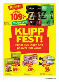 Stora Coop reklamblad vecka 39 Sida 6: Bryggkaffe, Medlemspris, Granola/müsli €69,00