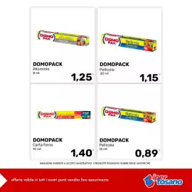 Volantino Iper Tosano Pagina 6: Domopack pellicola €0,89, Domopack carta forno €1,40