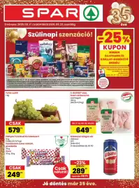 Spar akciós újság hét 38 Oldal 1: S-Budget csirkecomb €649,00, Óriás pöttyös túró rudi €249,00