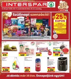 Interspar akciós újság hét 38 Oldal 1: Pöttyös Túró Rudi túródesszert €249,00, ARIEL Folyékony mosószer €5.299,00