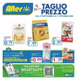 Volantino Alter Discount Pagina 1: Kinder Panecioc Ferrero €2,39, Pasta di Semola LA MOLISANA €0,75