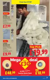 Lidl leaflet week 39 Page 21: Livarno Premium Faux Fur Blanket €19,99, Livarno Microfibre Satin Duvet Cover Set €9,99