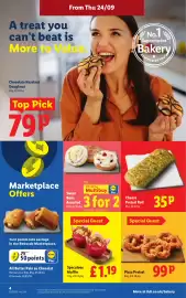 Lidl leaflet week 39 Page 4: Speculoos Muffin €1,19, Cheese Pretzel Roll €0,35