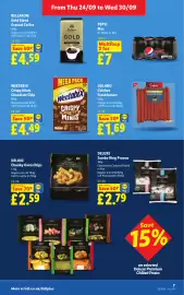 Lidl leaflet week 39 Page 7: Dulano chicken frankfurters €1,69, Jumbo King Prawns €2,79
