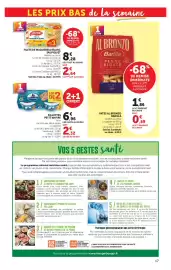 Catalogue Super U page 17: Rillettes Petit Navire €2,32, SAUPIQUET Filets de Maquereau Blanc €2,64