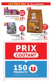 Catalogue Super U page 24: BI-CARBONITE Litière pour chat €6,55, Ultima CROQUETTES POUR PETIT CHIEN €5,34