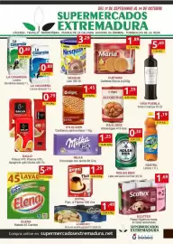 Folleto Supermercados Extremadura Página 1: La casareña - lecha semidesnatada €0,82, Royal - flan €1,29