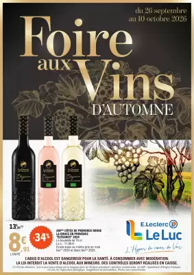 E.Leclerc | FOIRE AUX VINS D'AUTOMNE 2026 (valable jusqu'au 10-10)