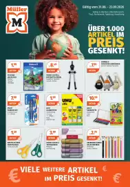 Müller Flugblatt Seite 1: Eberhard Faber Gelschreiber €2,79, Faber-Castell Textmarker Metallic €3,99