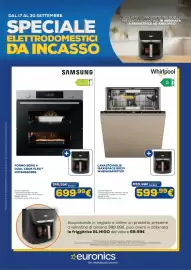 Volantino Euronics Pagina 1: Forno Serie 4 Dual Cook Flex™ Samsung €699,99, Lavastoviglie Maxispace 60cm Whirlpool €599,99