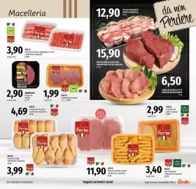 Volantino Famila Superstore Pagina 3: Perte Salsiccia Verzino, Luganega di Suino €3,90, Ambrosini burger di bufalo €2,90