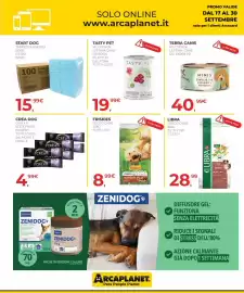 Volantino Arcaplanet Pagina 40: Friskies secco cane €8,99, Tasty Pet filetti in gelatina €19,99
