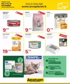 Volantino Arcaplanet Pagina 41: Naxos monoprotein Kitten Pesce azzurro e Melagrana €9,99, Cat Chow Adult €19,99