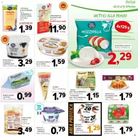 Volantino Todis Pagina 9: Mozzarella di bufala campana dop colle maggio €3,29, ABC della merenda Parmareggio €1,15