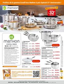 Catalogue Mathon page 52: Faitouts et marmite tout inox sans couvercle €67,49, Crêpière tout inox €52,49
