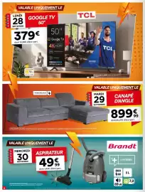 Catalogue BUT page 6: CANAPÉ D'ANGLE FIXE TARLY €899,99, Brandt Aspirateur €49,99
