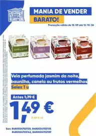 Folheto Casa Cheia Página 4: Vela perfumada jasmim da noite, baunilha, canela ou frutos vermelhos €1,49