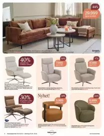 Møbelringen kundeavis Side 8: Jenison loungestol tekstil Field amber, brunbelset elk €5.999,00, Atlas lenestol €9.999,00