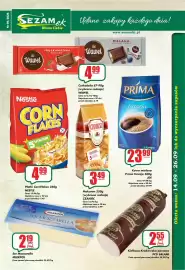 Sezamek gazetka Strona 1: Płatki CornFlakes €4,99, Kawa Mielona Prima Finezja €23,99
