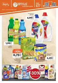 Folleto Plenus Supermercados Página 1: Micolor detergente xel €4,99, Nesquik cacao soluble €3,39