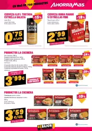 Folleto AhorraMas semana 38 Página 17: Estrella Galicia cerveza 0,0% tostada €0,75, Mahou 5 estrellas mini €2,99