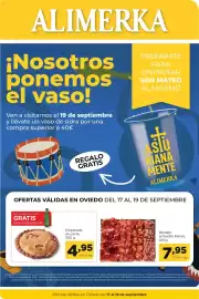 Folleto Alimerka Página 1: Bandeja embutido Ibérico €7,95, Empanada de carne €4,95