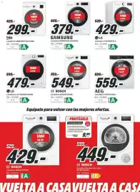 Folleto MediaMarkt Página 16: Samsung lavadora ww90cgc04daeec €379,00, Beko lavadora vbm3wft39413wa €299,00