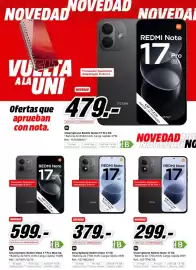 Folleto MediaMarkt Página 2: Redmi Note 17 5G €379,00, Redmi Note 17 4G €299,00
