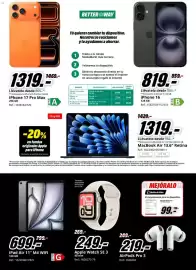Folleto MediaMarkt Página 35: IPad Air 11" M4 WiFi €699,00, Apple Watch SE 3 40 mm €249,00