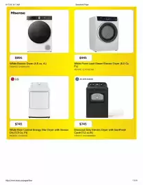 Leon's flyer Page 13: LG White Rear Control Energy Star Dryer with Sensor Dry €745,00, Hisense White Electric Dryer €895,00