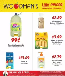 Woodman's weekly ad week 38 Page 1: Baker Lee Matcha Egg Skin Toast €3,49, Village Hearth Cottage White Bread €2,89