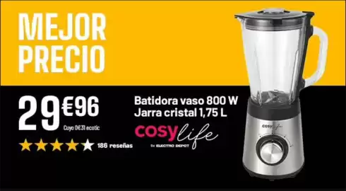 Folleto Electro Depot Página 1: Cristal - batidora vaso 800 w jarra 1.75 l €99,96