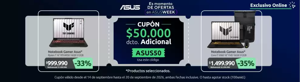 Catálogo PC Factory Página 2: Asus - notebook gamer €1.499.990,00