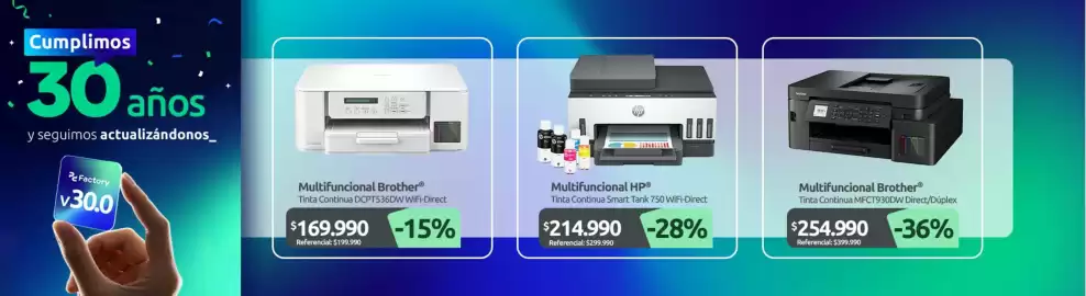 Catálogo PC Factory Página 7: Brother - multifuncional €254.990,00, Hp - multifuncional €214.990,00