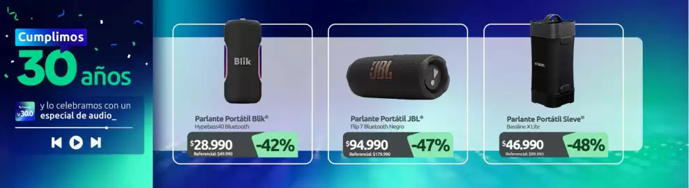 Catálogo PC Factory Página 9: Parlante portátil €28.990,00, Parlante portátil sleve €46.990,00