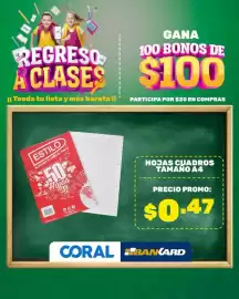 Catálogo Coral Hipermercados Página 5: HOJAS CUADROS TAMANO A4 €0,47