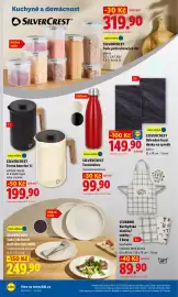 Lidl leták Strana 38: SILVERCREST Sada jídelních/polévkových talířů €249,90, LIVARNO Kuchyňská zástěra/utěrky - 3 kusy €89,90